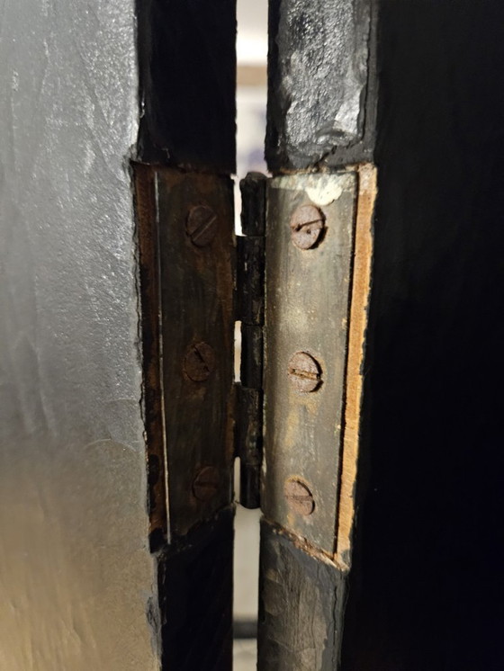 Image 1 of Zeldzaam handgeschilderd Art Deco kamerscherm – in de stijl van Michelangelo’s “Schepping van Adam” (ca. 1920–1935)