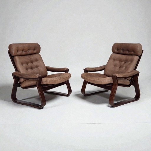 Década de 1970, diseño danés de Georg Thams, sillón, mobiliario de cuero.