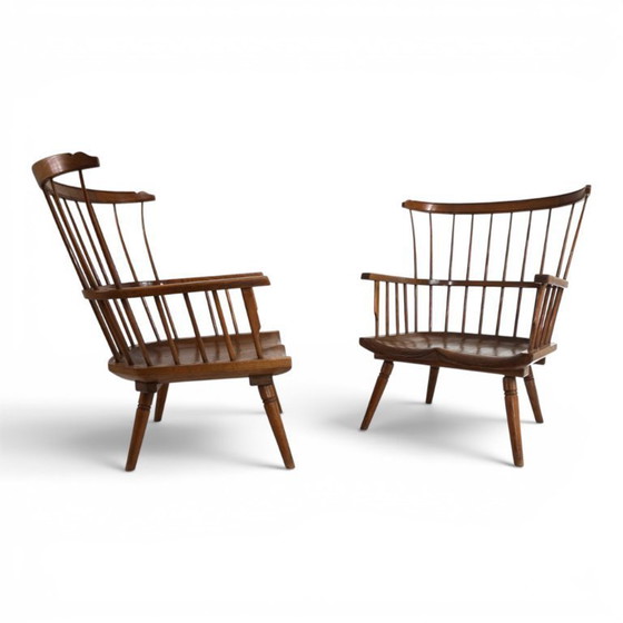 Image 1 of Par de sillones Windsor hechos a mano, Inglaterra, circa 1960.