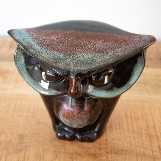 Image 1 of Statua di gufo in ceramica scura