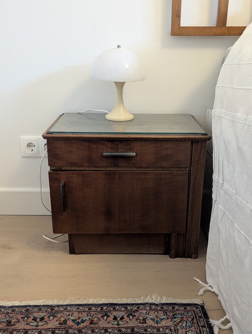 Art Deco nachtkastjes 2x vintage nachtkastje