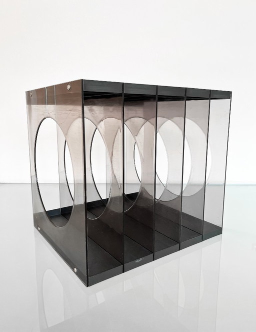 Plateau à disques vinyle en plexiglas style Space Age