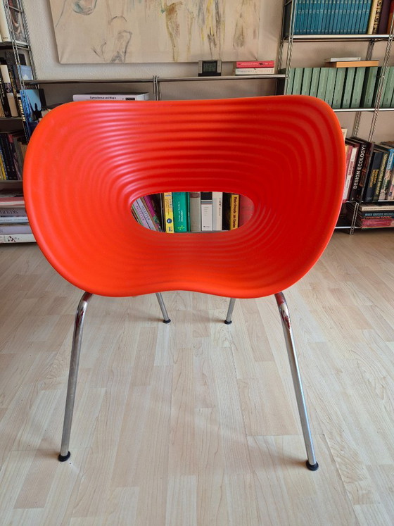 4× Vitra Tom Vac Chair red – Ron Arad – Dining chairs, Plastic, Chrome (photo 5 of 6)