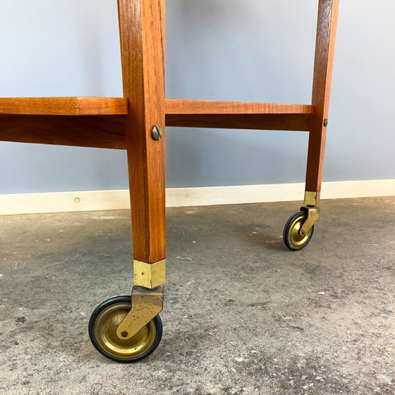 Image 1 of Side table on wheels, serving trolley, teak, 1960s
