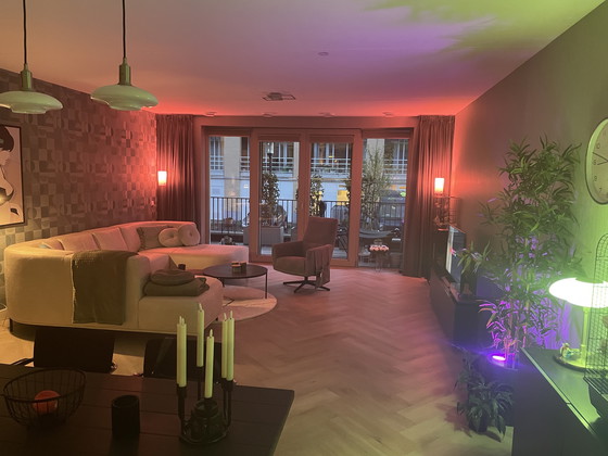 Image 1 of Pantini hoek bank leer/stof combinatie 