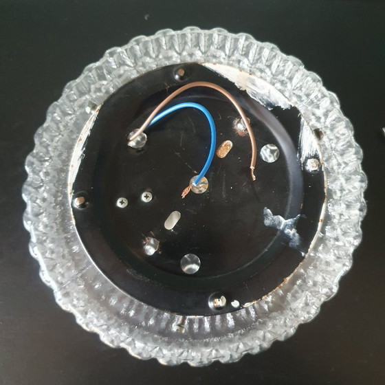 Image 1 of Vintage 70s/80s ceiling lamp - glass ceiling lamp with embossed structure.