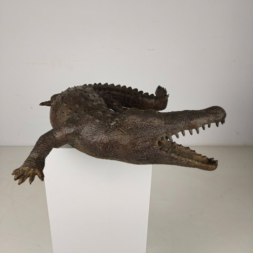Monumental bronze crocodile sculpture from the 20th century