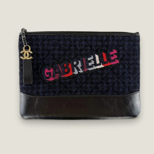 Clutch Chanel Gabrielle de tweed y piel de becerro
