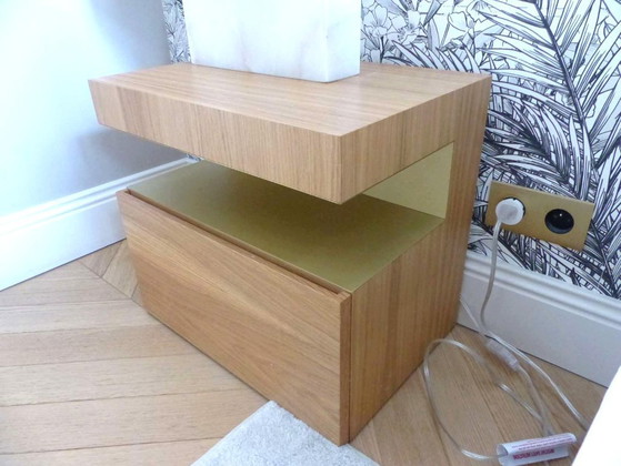 Image 1 of Pair of "Hook Side Table W/Drawer" bedside tables, designed by HMD Interiors