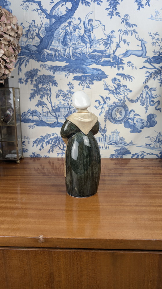 Image 1 of Botella antropomorfa de licor Denbac pour Noyer Berrichonne, cerámica de principios del siglo XX