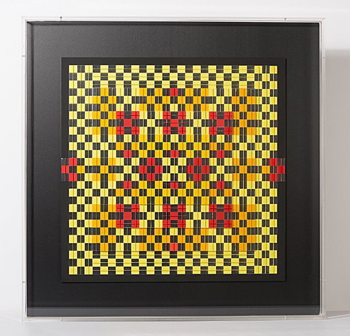 Françoise Luciani Orange checkerboard collage of paper