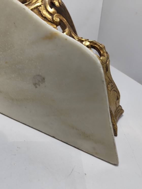 Beautiful Vintage Baroque Neck Set - Crested Mirror & Wall Console – Stone, Wood (photo 15 of 15)