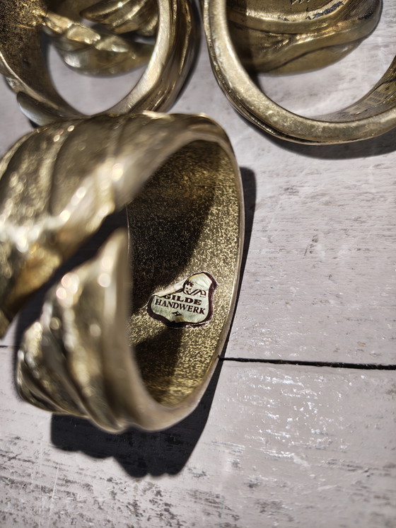 Image 1 of Set of 5 vintage Italian brass napkin rings