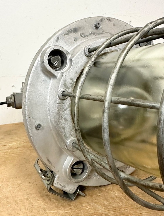 Image 1 of Large Industrial Cast Aluminium Cage Pendant Light, 1970s