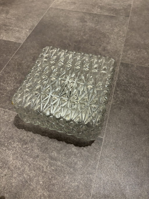 Vintage glass ceiling lamp square / ceiling lamp glass