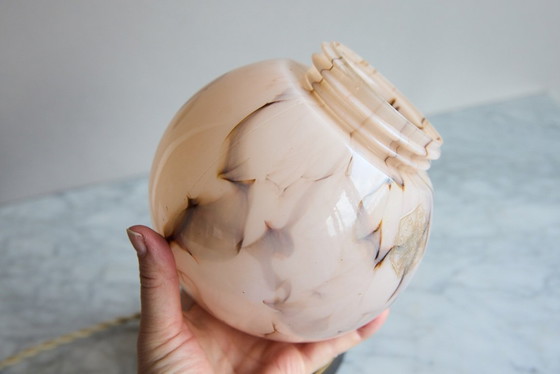 Image 1 of Antieke roze marmeren art deco lamp