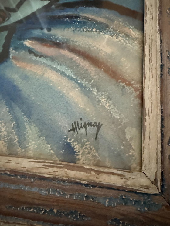 Image 1 of H. Lignay - "Figuurcompositie" - Gouache - Aquarel - Ca. 1960 - Franse schilderkunst