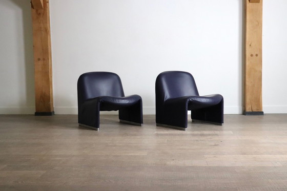 Image 1 of Poltrone Alky Lounge Chair in pelle Indigo di Giancarlo Piretti per Castelli