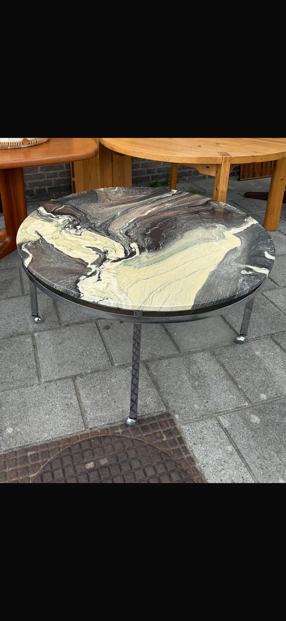 Image 1 of Chroom & marmer salontafel ‘70