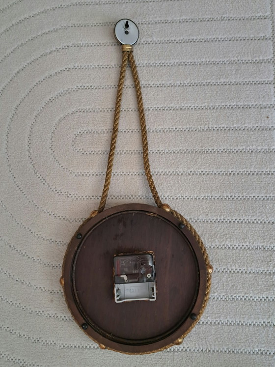Orologio da parete vintage Mauthe – Legno, ottone e corda – Metà secolo – Brass, Other (photo 5 of 6)
