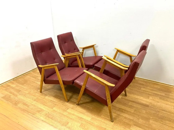 Image 1 of Ensemble de 4 fauteuils rétro, intérieur de Prague, années 1960, Tchécoslovaquie