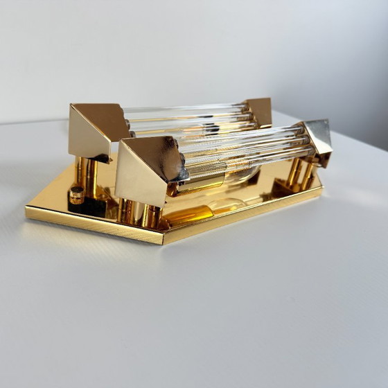 Image 1 of Lampada da parete Honsel, oro con cilindri di cristallo