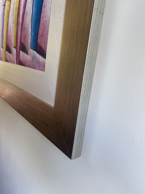 Image 1 of Modern kunstwerk met vijf figuren – voelbare textuur en prachtig kleurgebruik, formaat 78x89