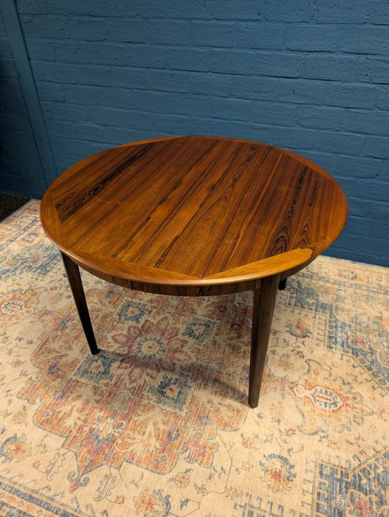Image 1 of Table de salle à manger ronde extensible vintage, en palissandre, années 1960