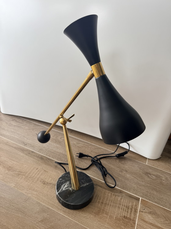 Eichholtz Cordero bureaulamp in messing, zwart metaal en marmer. – Bureaulampen, Marble, Metal (photo 4 of 13)