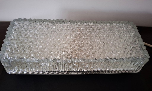 Rectangular ceiling lamp/wall lamp of cut glass, 1960s