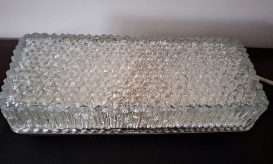 Image 1 of Rectangular ceiling lamp/wall lamp of cut glass, 1960s