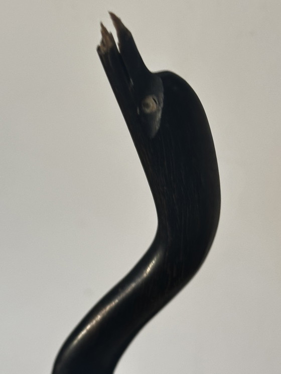 Image 1 of Grand Oiseau en Bois Noir Sculpté- Période Art-Deco H 43 cm
