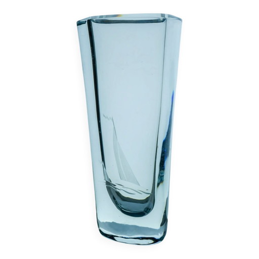 Etched glass vase with nautical theme from Strömbergshyttan, Sweden