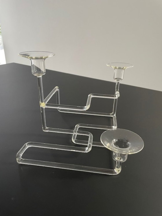 Image 1 of Artistieke glazen kandelaar – sculpturaal geometrisch ontwerp