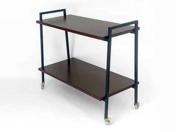 Image 1 of vintage side table with casters