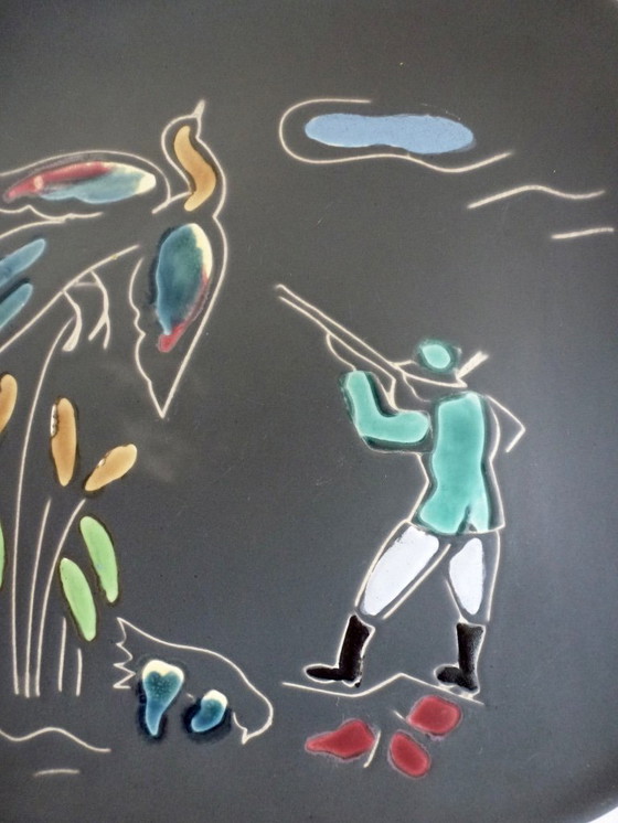 Image 1 of Vintage RUSCHA wandbord met afbeelding van de jacht.