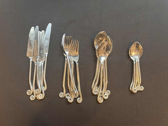 Image 1 of Vintage Franse Swirl Twist Bestekset - 24 Stuks Roestvrij Staal