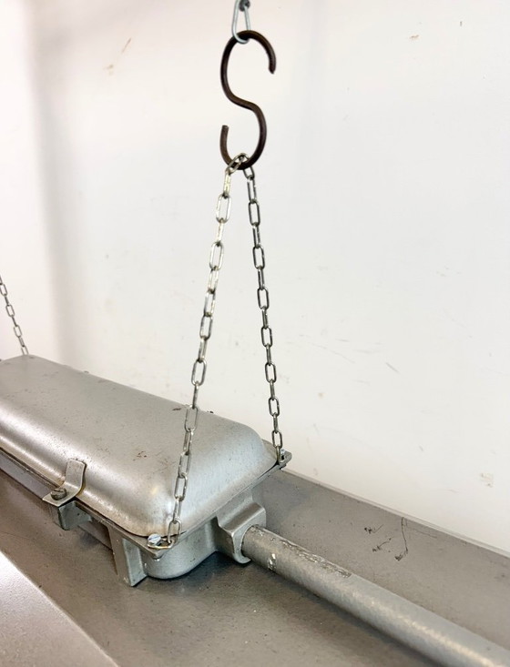 Image 1 of Lampadario industriale grigio a sospensione di Polam Gdansk, anni '70