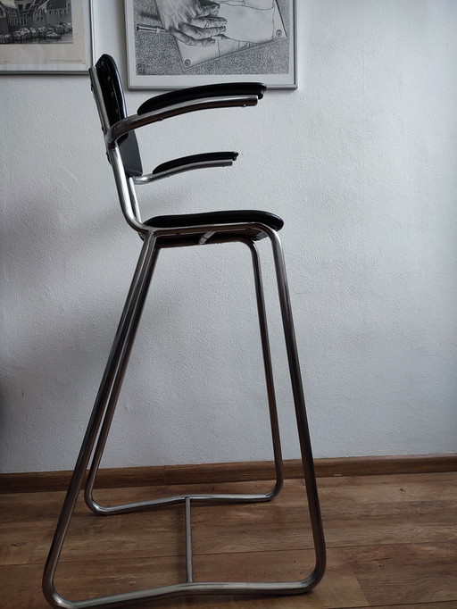 Vintage Children's Barber Chair 1950 Gispen Style Chrome & Black Barber Chair Children