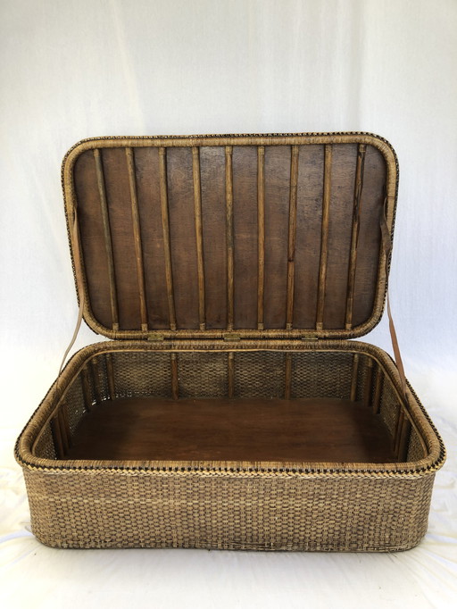 Large Vintage Rattan Trunk Coffee Table