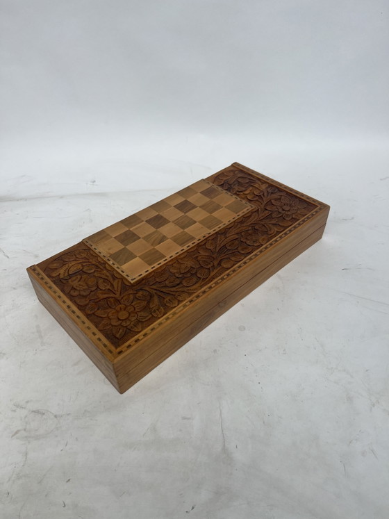 Antique Handmade Chessboard – Decoration, Wood, Brass (photo 5 of 10)