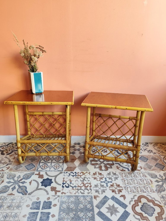 Image 1 of Chevets Vintage en Rotin