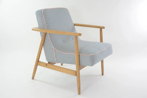 Z-fauteuil in blauwe pied-de-poule.
