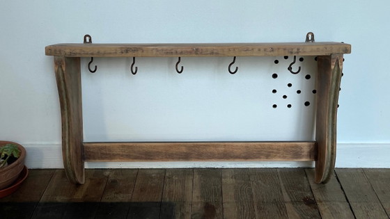 Mensola vintage con 5 ganci, in legno grezzo – Scaffali a muro, Metal (photo 7 of 33)