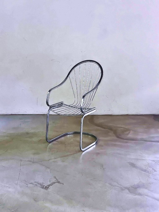 4 cantilever chrome chairs by Rinaldi for Rima, chrome chairs from the 1970s