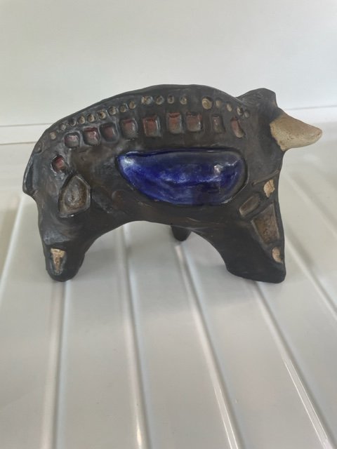 Image 1 of Céramique vintage des années 70 - Taureau - Elisabeth Vandeweghe - Perignem