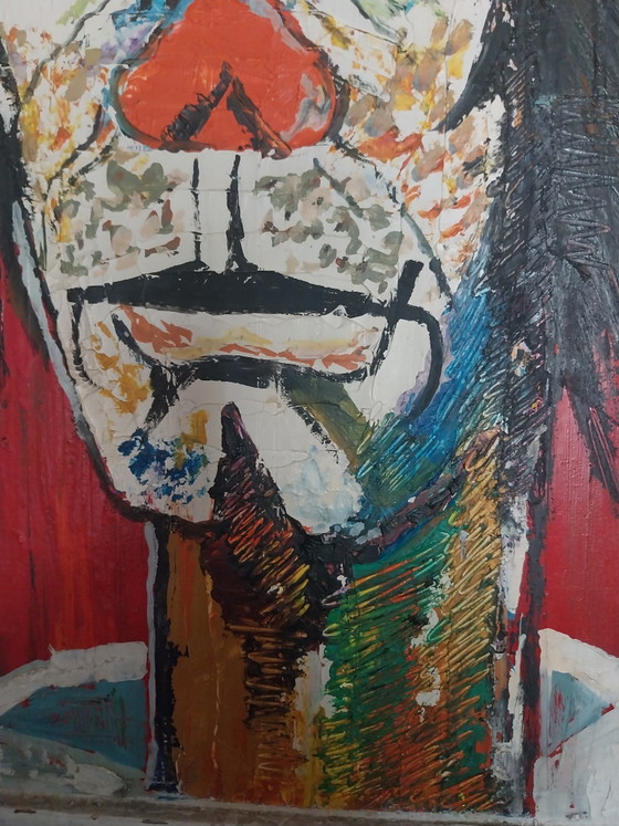 1 x Dipinto di J. Coenen 1968 dopo Rosy Fernández Diaz "Clown au Chapeau" – Dipinti e disegni, Wood (photo 3 of 7)