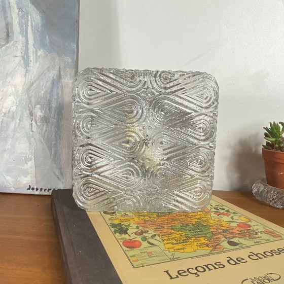 Vierkante Wandlamp plafondlamp transparant glas oude vintage armatuur 1970 1980 – Wandlampen (photo 4 of 9)