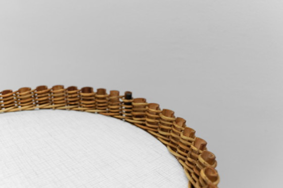 Image 1 of Set van 2 Mid-Century Modern ronde serveerwagens van bamboe, jaren 60,