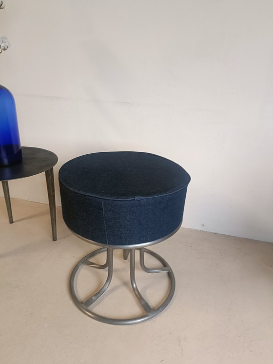 Image 1 of Blue canvas pouf